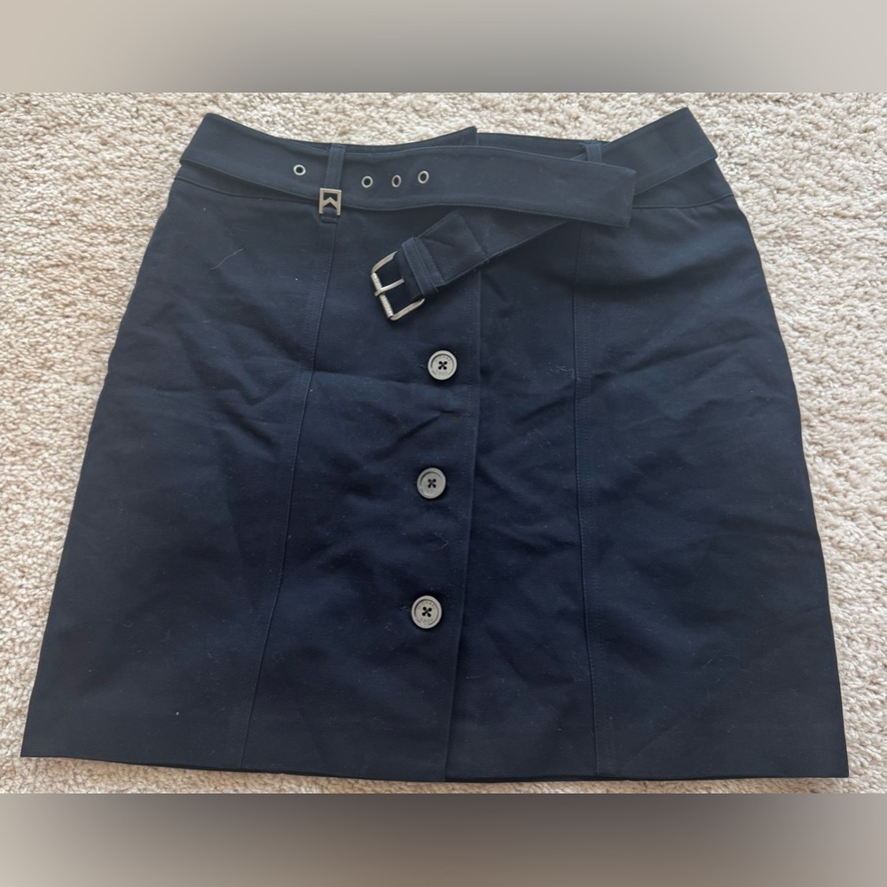 Michael Kors navy blue above knee button skirt